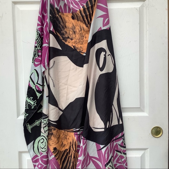 100% Silk Scarf Custo Barcelona 31 x32 - Picture 4 of 13